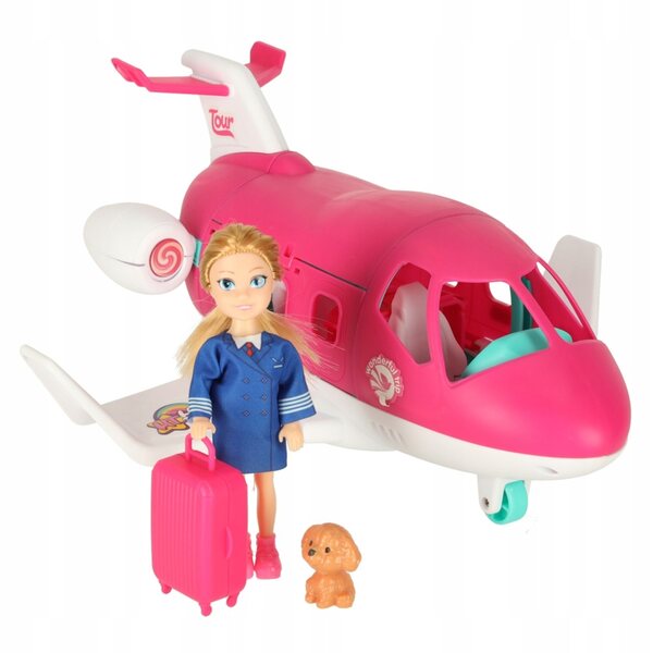 Klappbares Puppenflugzeug mit Stewardess und Zubehör – Spielzeugset