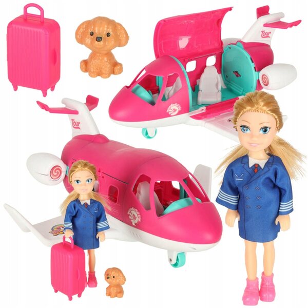 Klappbares Puppenflugzeug mit Stewardess und Zubehör – Spielzeugset