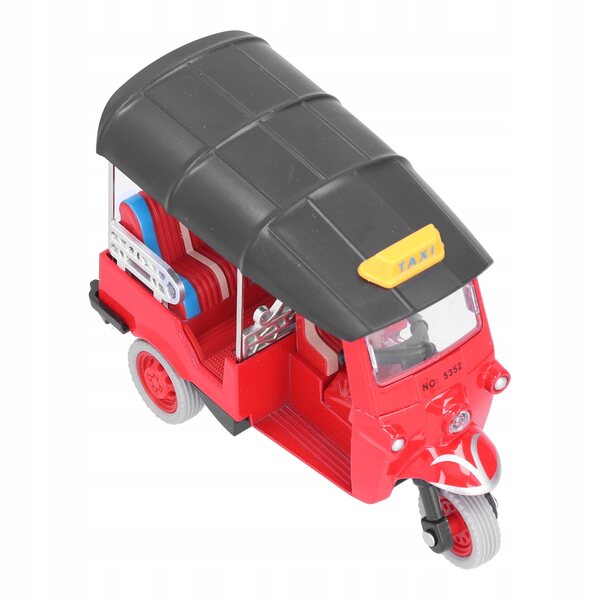 Modello Rosso Tuk Tuk Thai a Tre Ruote con Movimento Pull Back per Bambini