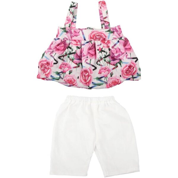 18-Zoll-Puppenkleidungshose mit Hosenträgern und Blumen, 2-teiliges Set
