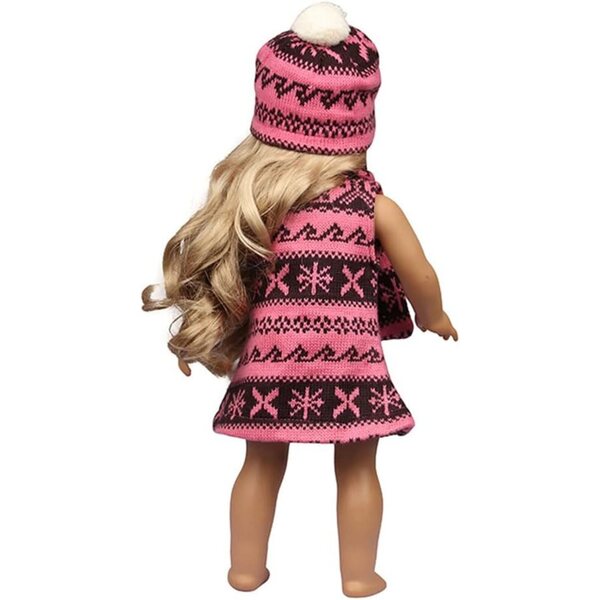 Set Abito Natalizio per Bambole Americane 18 Pollici - Gonna, Sciarpa, Cappello Rosso