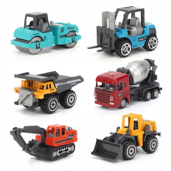 Set mit 6 technischen Automodellen im Maßstab 1:64 für Kinder ab 3 Jahren