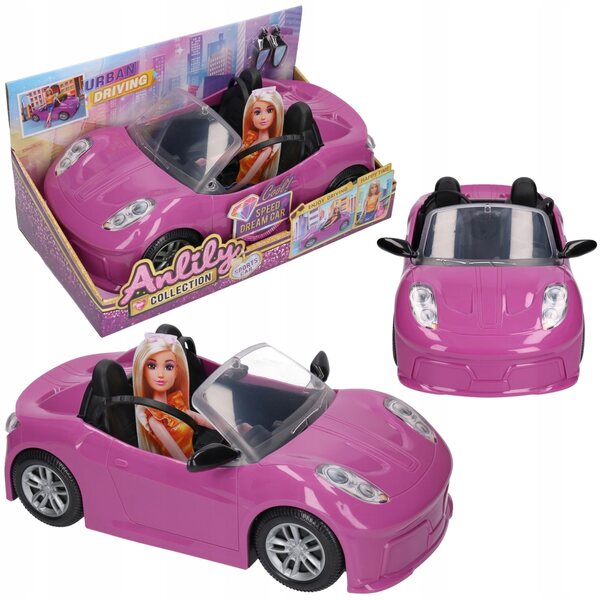 Grande Cabriolet Viola per Bambole - Auto da Gioco Dimensioni 33x12x17 cm