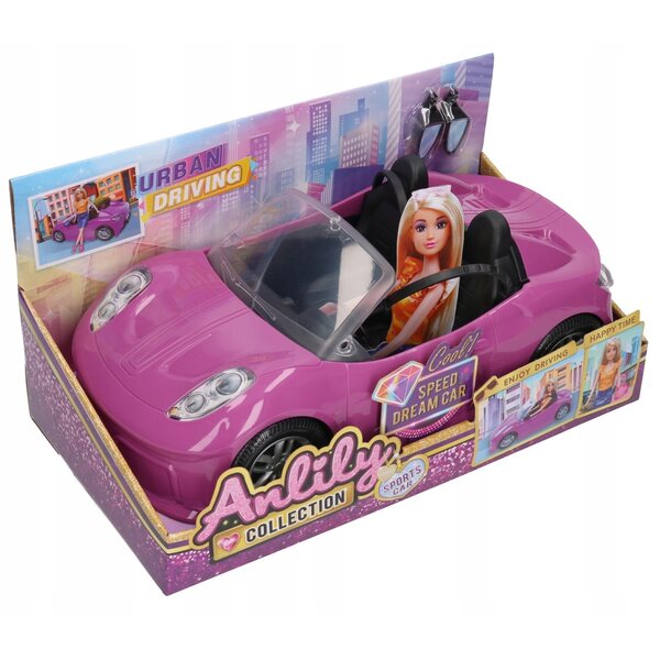 Grande Cabriolet Viola per Bambole - Auto da Gioco Dimensioni 33x12x17 cm