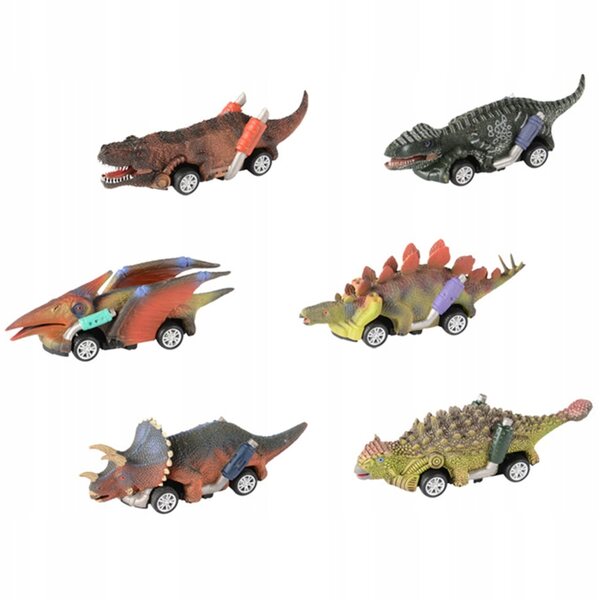 Set 6 modellini dinosauro con auto pull-back antiscivolo per bambini 2-8 anni