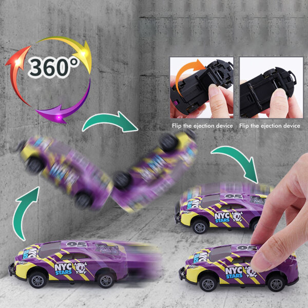 Set 16 Auto Giocattolo Acrobatici con Funzione Rotazione 360° per Bambini