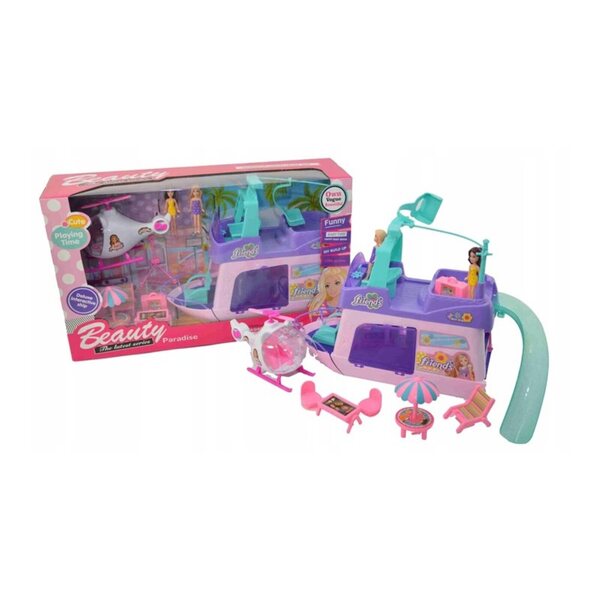Jacht-Spielset mit Rutsche und Hubschrauber für Puppen – Adamigo
