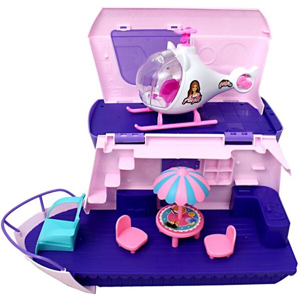 Jacht-Spielset mit Rutsche und Hubschrauber für Puppen – Adamigo