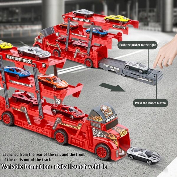 Set Auto Giocattolo in Lega con Garage e 7 Mini Veicoli per Bambini 3+
