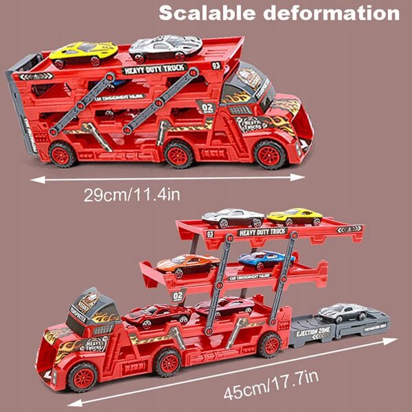 Set Auto Giocattolo in Lega con Garage e 7 Mini Veicoli per Bambini 3+
