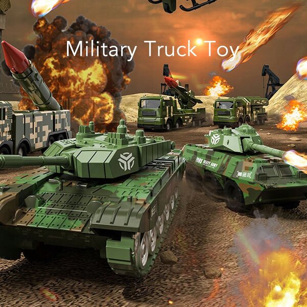 Giocattolo camion militare in metallo pull-back per bambini dai 3 anni