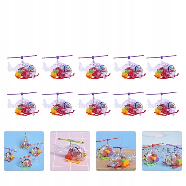 10 bunte Spielzeughubschrauber aus Kunststoff mit Federmechanismus für Kinder