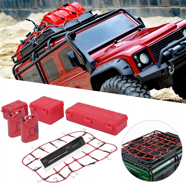 Deko-Set für 1/8 und 1/10 RC Crawler-Modelle mit Gepäcknetz und Kraftstoffkanistern