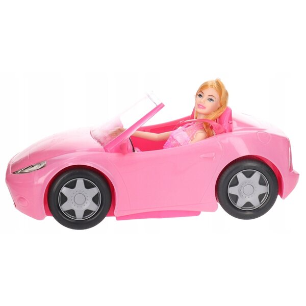 Rosa Cabriolet-Auto für Puppen 33x17,5 cm mit manuellem Antrieb Pegaz
