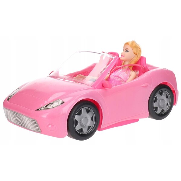 Rosa Cabriolet-Auto für Puppen 33x17,5 cm mit manuellem Antrieb Pegaz