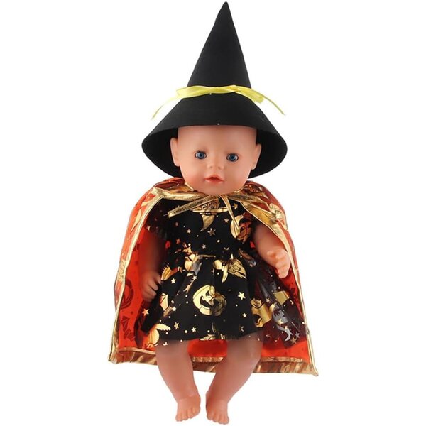 Kleidung für 18-Zoll-amerikanische Puppen – Halloween-Kürbis-Set, 3-teilig