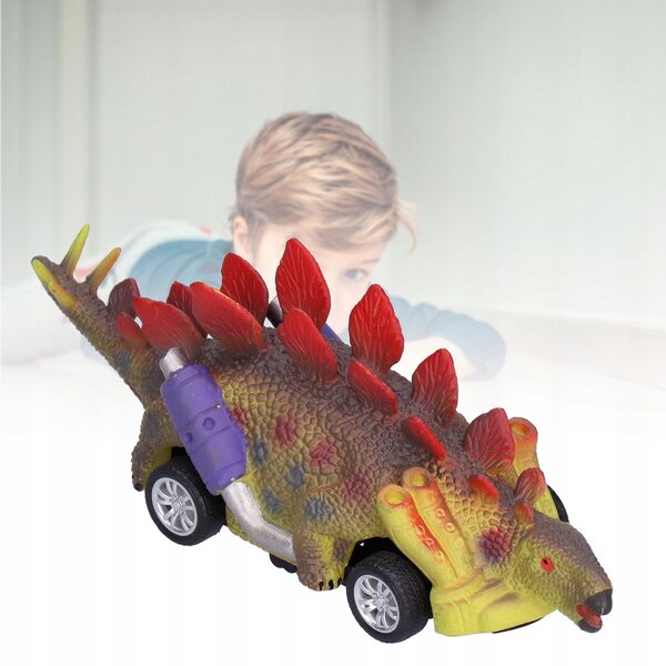 Macchinina giocattolo pull-back con dino, per bambini 2+ anni, plastica resistente
