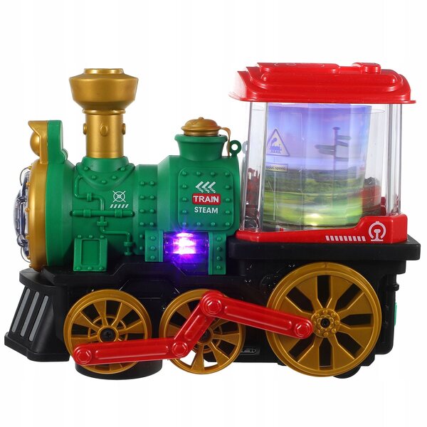 Grüne elektrische Spielzeugeisenbahn mit Lichtern, Geräuschen und Raucheffekten für Kinder