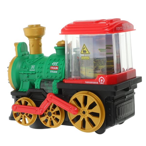 Grüne elektrische Spielzeugeisenbahn mit Lichtern, Geräuschen und Raucheffekten für Kinder