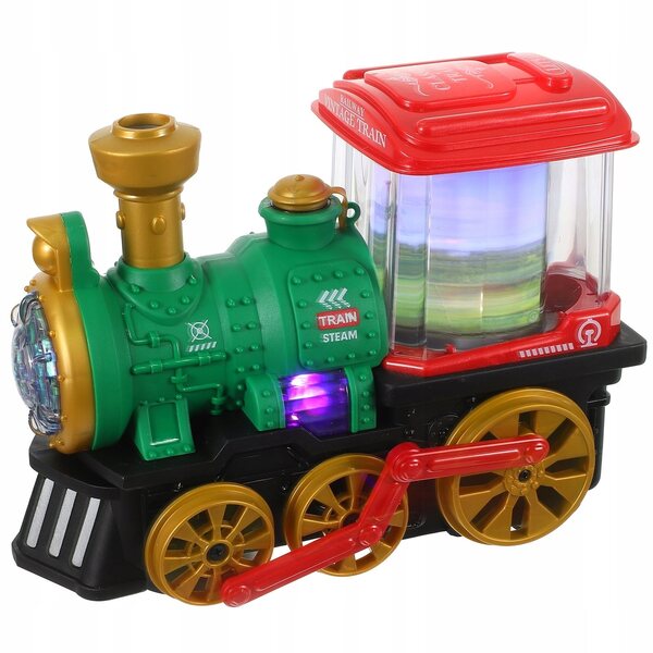 Grüne elektrische Spielzeugeisenbahn mit Lichtern, Geräuschen und Raucheffekten für Kinder