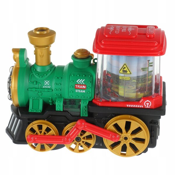 Grüne elektrische Spielzeugeisenbahn mit Lichtern, Geräuschen und Raucheffekten für Kinder