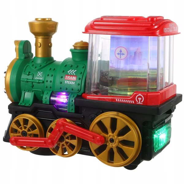 Grüne elektrische Spielzeugeisenbahn mit Lichtern, Geräuschen und Raucheffekten für Kinder