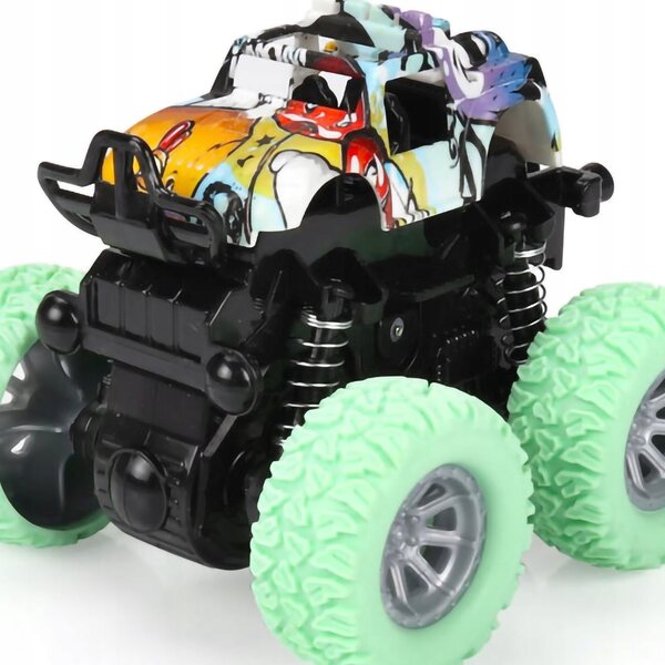 Grünes Mini-4x4-Geländeauto für Kinder mit Stunt-Funktion und Federung