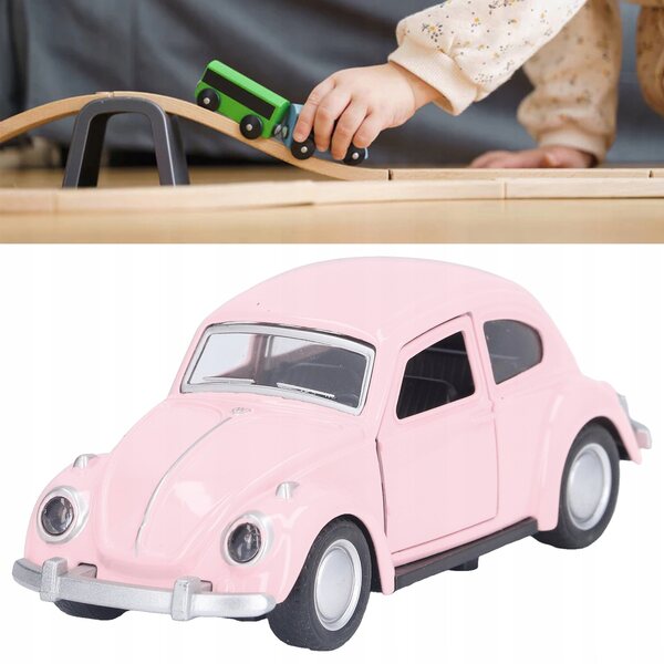 Modello Auto Vintage Pull Back 1:36 in Metallo Rosa Chiaro per Bambini