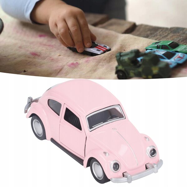 Modello Auto Vintage Pull Back 1:36 in Metallo Rosa Chiaro per Bambini