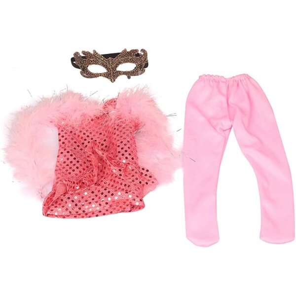 18-Zoll-Puppenkleidung für amerikanische Puppen – 3-teiliges rosa Set mit Pailletten und Zubehör