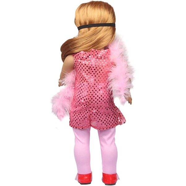 18-Zoll-Puppenkleidung für amerikanische Puppen – 3-teiliges rosa Set mit Pailletten und Zubehör