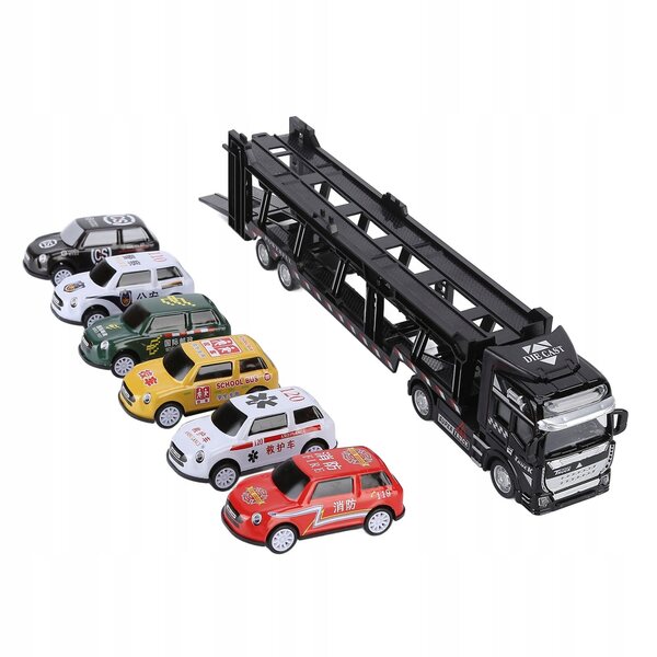Transportwagen mit 6 Spielzeugautos aus Metall und ABS für Kinder ab 3 Jahren