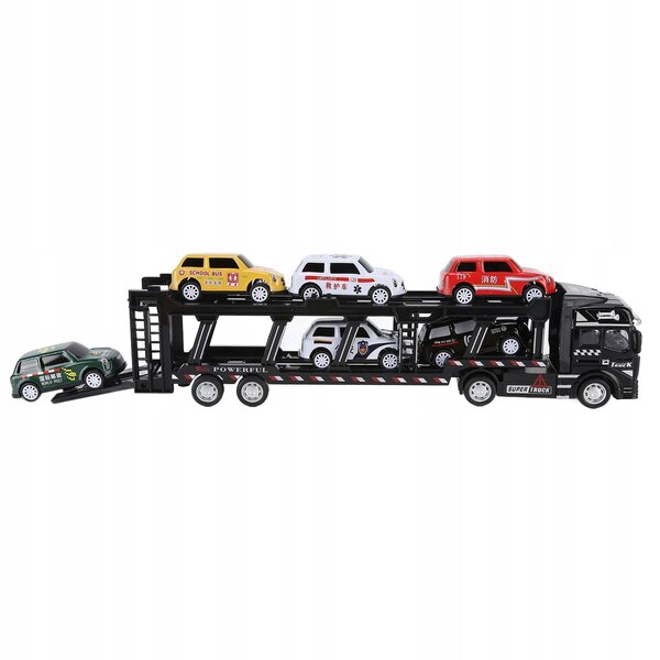 Transportwagen mit 6 Spielzeugautos aus Metall und ABS für Kinder ab 3 Jahren