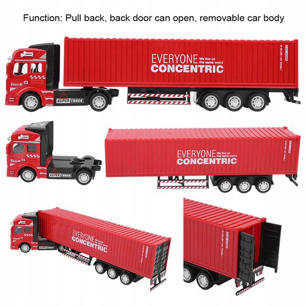 Modello camion container in lega 1:48 giocattolo realistico per bambini