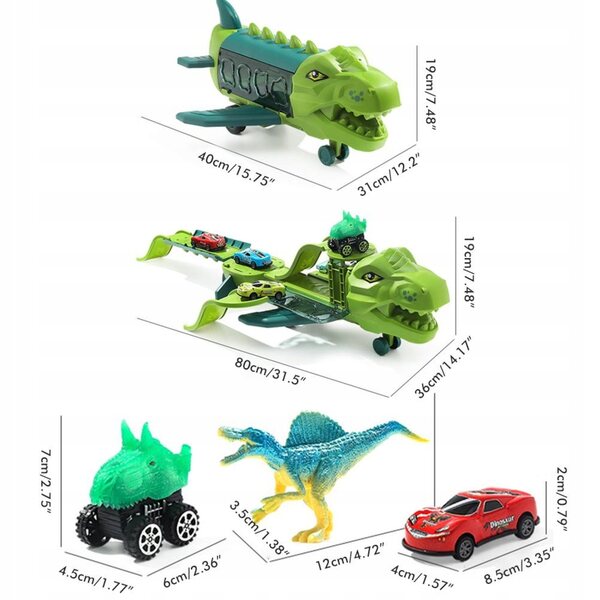 Macchinina Pull-Back con Dinosaurs e Pista in Plastica per Bambini
