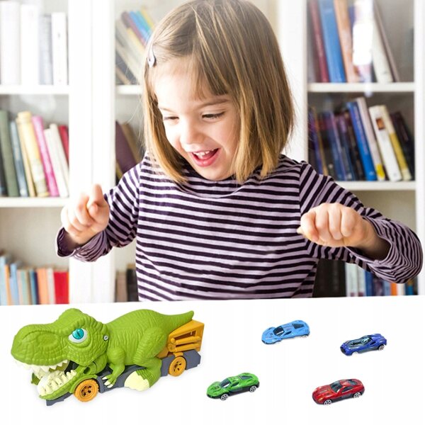 Motorisiertes Dinosaurier-LKW-Spielzeugset mit Spielmatte für Kinder
