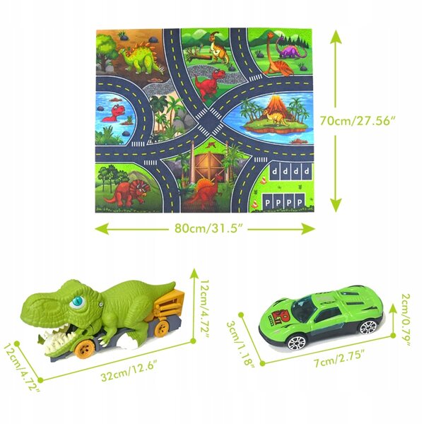 Motorisiertes Dinosaurier-LKW-Spielzeugset mit Spielmatte für Kinder