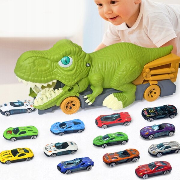 Motorisiertes Dinosaurier-LKW-Spielzeugset mit Spielmatte für Kinder