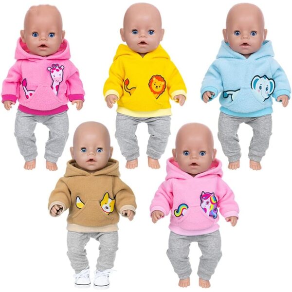 Amerikanische Puppenkleidung 18 Zoll - Hellblaues Winterset mit Kapuze und Hose