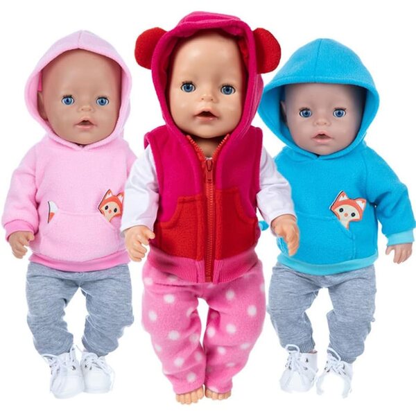 Amerikanische Puppenkleidung 18 Zoll - Hellblaues Winterset mit Kapuze und Hose