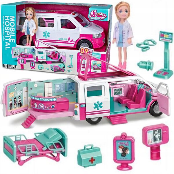 Kamper Doctor Spielzeug mit Zubehör und Puppe für Mädchen ab 3 Jahren