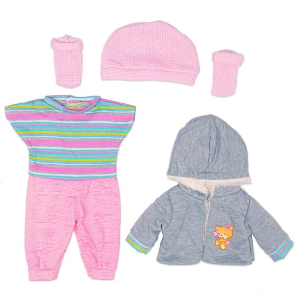 Kleidung für amerikanische Puppen 18 Zoll – 4-teiliges Set aus Trainingsanzug, Mantel, Mütze und Socken