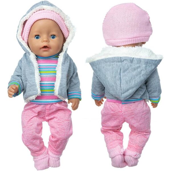Kleidung für amerikanische Puppen 18 Zoll – 4-teiliges Set aus Trainingsanzug, Mantel, Mütze und Socken