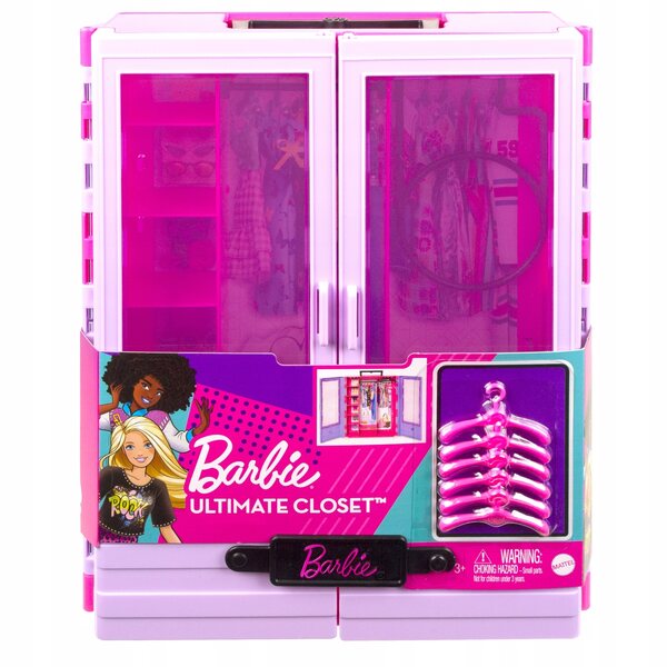 Barbie-Kleiderschrank für Fashionistas-Kleidung mit 6 Kleiderbügeln – Sehen Sie sich die Mode der Puppen an