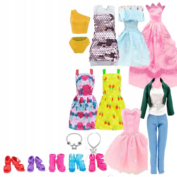 Set Abiti e Accessori per Bambole con Scarpe - Vestito da Ballo Colorato
