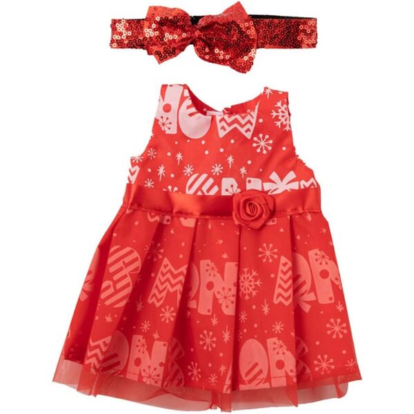 Vestiti natalizi per bambole da 18 pollici con fascia - Set 2 pezzi rosso