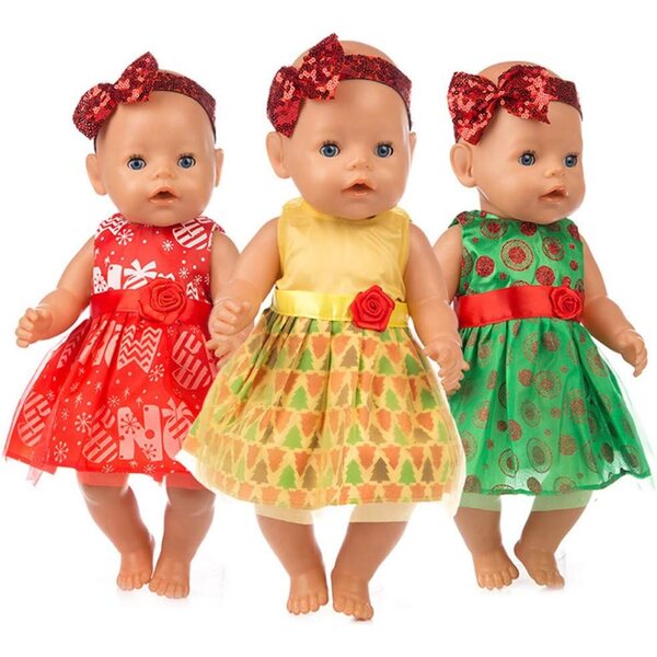Vestiti natalizi per bambole da 18 pollici con fascia - Set 2 pezzi rosso