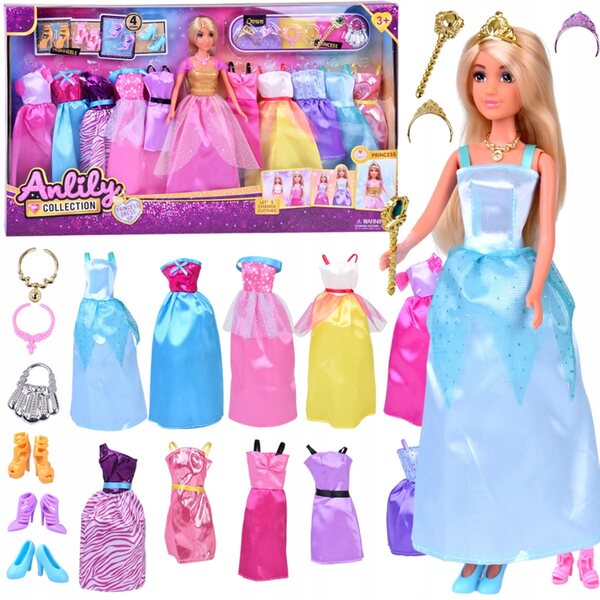 Anlily Puppenmodell mit 11 Prinzessinnenkleidern und Accessoires für Mädchen