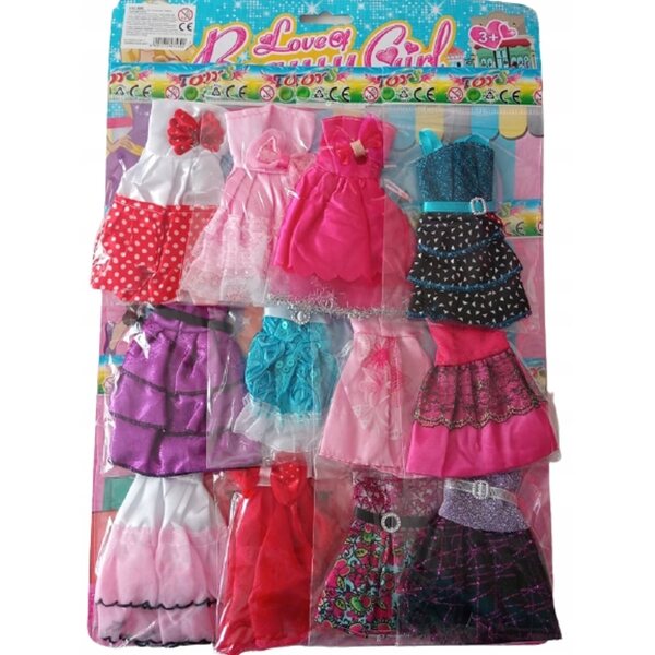 Set 12 vestiti per bambola 29 cm tipo Barbie - abbigliamento Adar