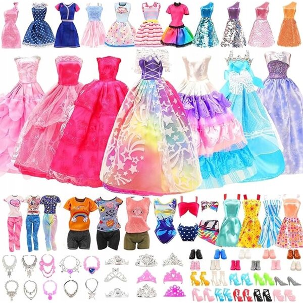 96-teiliges Puppenkleidungsset mit Abendkleidern und Accessoires, Geschenk für kleine Mädchen